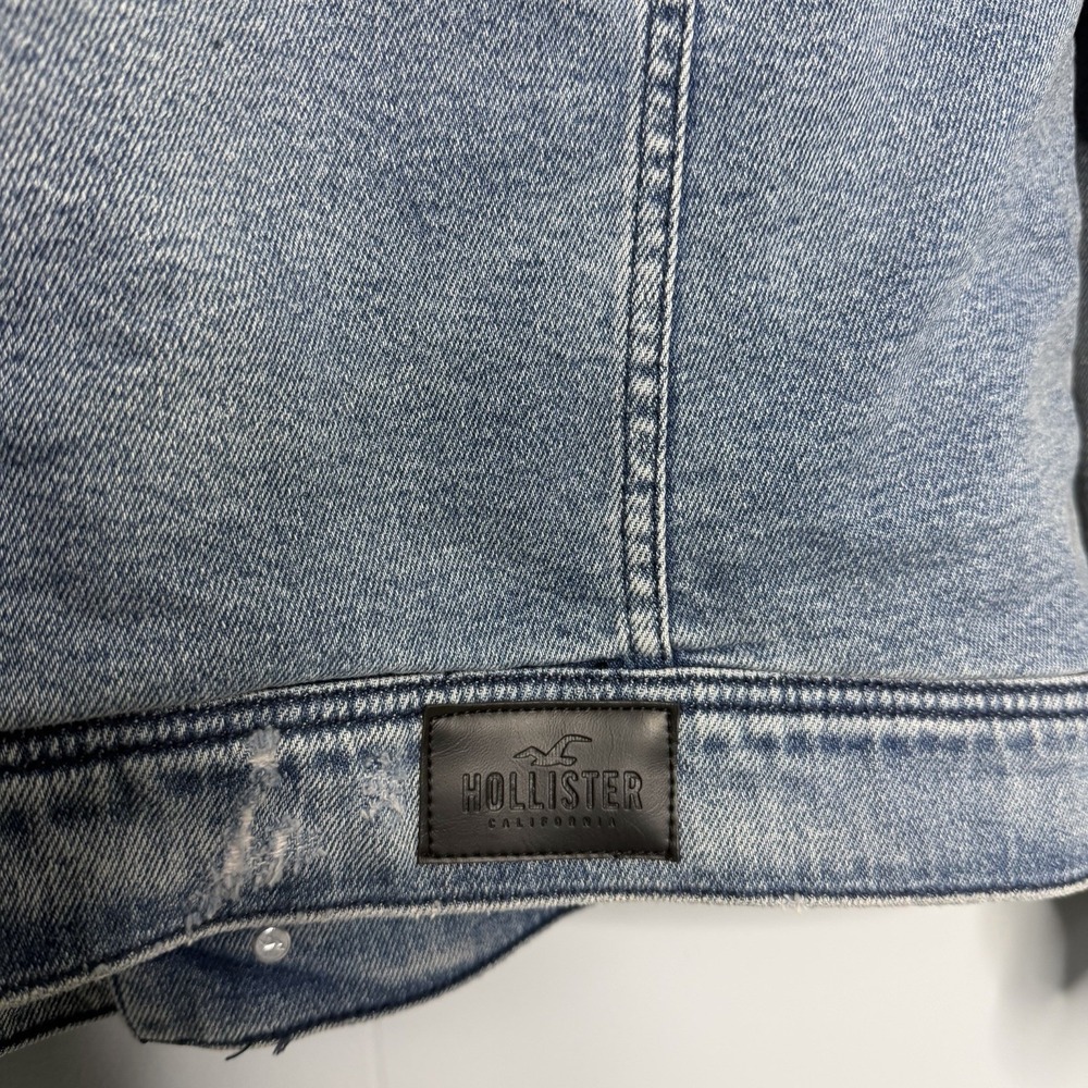 Abercrombie & Fitch Sherpa Lined Denim Trucker Jacket Mens Large Jean Coat - Picture 10 of 14